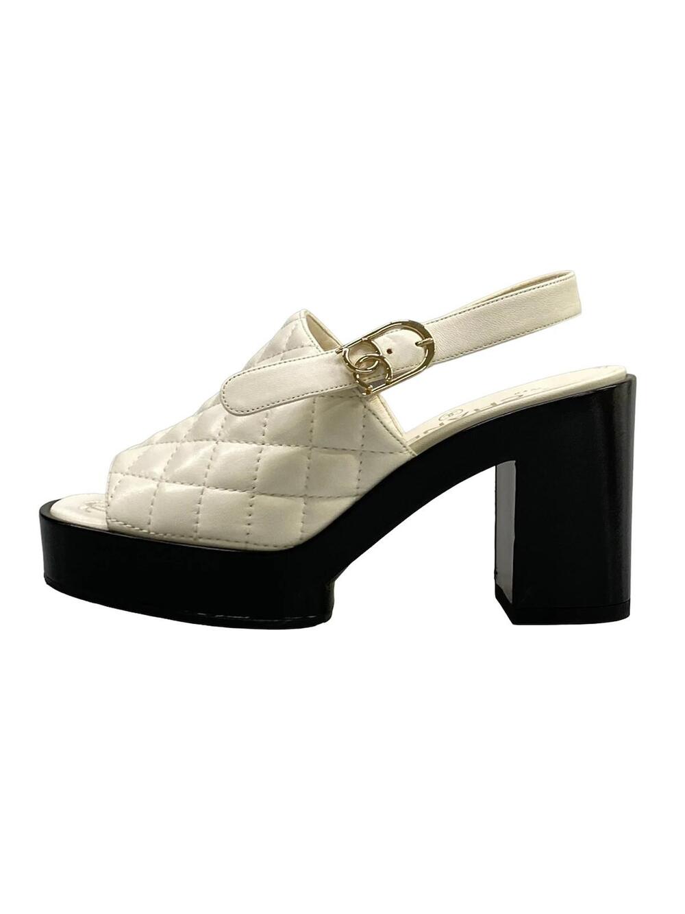 Chanel White Lambskin Women's Sandals #320195C12B